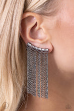 Load image into Gallery viewer, Paparazzi Feuding Fringe - Black Earrings (Ear Crawlers)