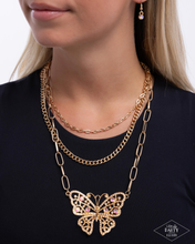 Load image into Gallery viewer, Paparazzi Winged Wonder - Gold Necklace (Black Diamond Exclusive) Iridescent