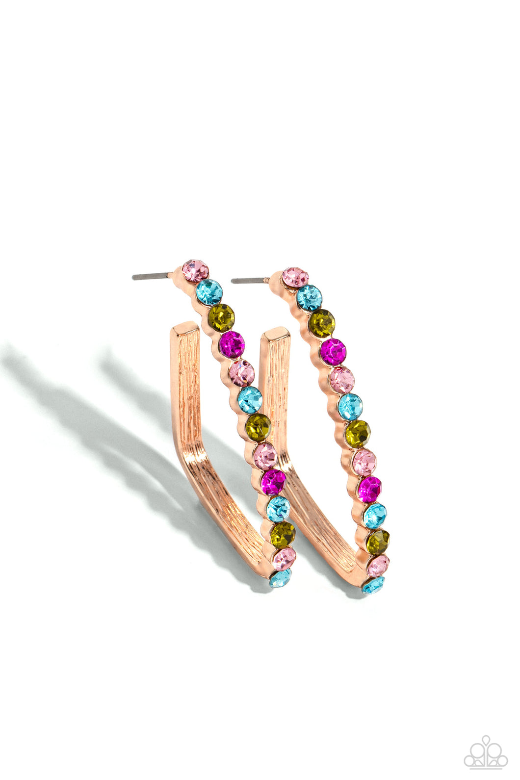 Paparazzi Triangular Tapestry - Rose Gold Earrings