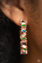 Load image into Gallery viewer, Paparazzi Effortless Emeralds - Copper Earrings & Paparazzi Emerald Ensemble - Copper Bracelet Set (NECKLACE NOT INCLUDED)