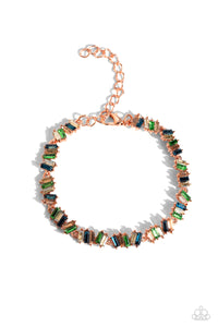 Paparazzi Effortless Emeralds - Copper Earrings & Paparazzi  Emerald Ensemble - Copper Bracelet Set (NECKLACE NOT INCLUDED)