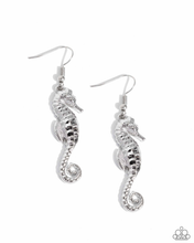 Load image into Gallery viewer, Paparazzi Sparkling Seahorse - Silver Necklace & Paparazzi Seahorse Sheen - Silver Earrings Set
