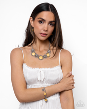 Load image into Gallery viewer, Paparazzi Cowboy Casanova - Yellow Necklace & Paparazzi Badlands Beau - Yellow Bracelet Set