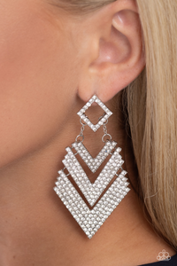 Paparazzi Cautious Caliber - White Earrings