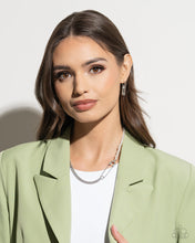 Load image into Gallery viewer, Paparazzi Safety Pin Style - White Necklace & Paparazzi Safety Pin Sentiment -White Earrings Set