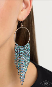 Paparazzi Streamlined Shimmer - Blue Earring (Pink  Diamond Exclusive)