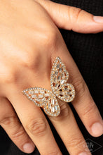 Load image into Gallery viewer, Paparazzi Flauntable Flutter Ring - Gold (Black Diamond Exclusive)
