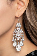 Load image into Gallery viewer, Paparazzi Queen Of All Things Sparkly Earrings - White (2023 Black Diamond Exclusive)