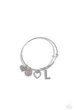 Load image into Gallery viewer, Paparazzi Making It INITIAL - Silver - L Bracelet (with hearts)
