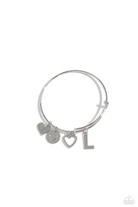 Paparazzi Making It INITIAL - Silver - L Bracelet (with hearts)