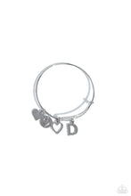 Load image into Gallery viewer, Paparazzi Making It INITIAL - Silver - D Bracelet (with hearts)

