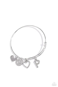 Paparazzi Making It INITIAL - Silver - P Bracelet (with hearts)