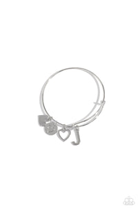 Paparazzi Making It INITIAL - Silver - J Bracelet (with hearts)