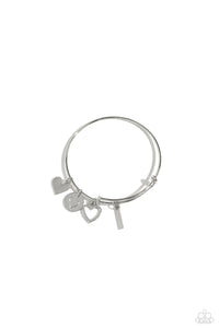 Paparazzi Making It INITIAL - Silver - I Bracelet (with hearts)