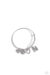 Paparazzi Making It INITIAL - Silver - N Bracelet (with hearts)
