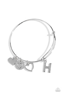Paparazzi Making It INITIAL - Silver - H Bracelet (with hearts)