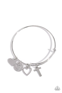 Paparazzi Making It INITIAL - Silver - T Bracelet (with hearts)