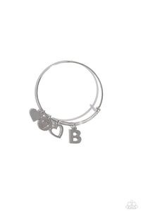 Paparazzi Making It INITIAL - Silver - B Bracelet (with hearts)