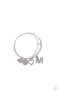 Paparazzi Making It INITIAL - Silver - M Bracelet (with hearts)