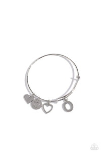 Paparazzi Making It INITIAL - Silver - O Bracelet (with hearts)