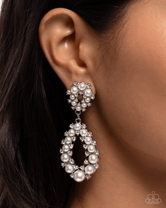 Paparazzi Dapper Debut - White Earrings
