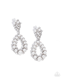 Paparazzi Dapper Debut - White Earrings