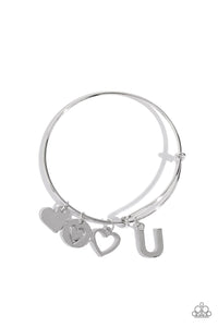 Paparazzi Making It INITIAL - Silver - U Bracelet (with hearts)