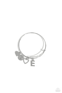 Paparazzi Making It INITIAL - Silver - E Bracelet (with hearts)