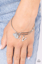 Load image into Gallery viewer, Paparazzi Making It INITIAL - Silver - V Bracelet (with hearts)
