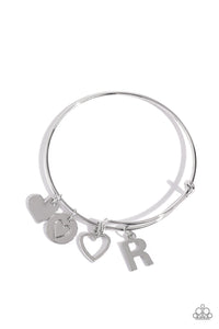 Paparazzi Making It INITIAL - Silver - R Bracelet (with hearts)