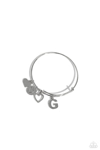 Paparazzi Making It INITIAL - Silver - G Bracelet (with hearts)