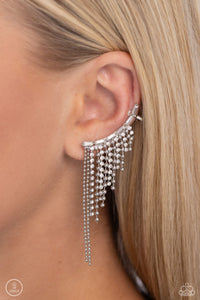 Paparazzi Tapered Tease - White Earrings (Ear Crawlers)