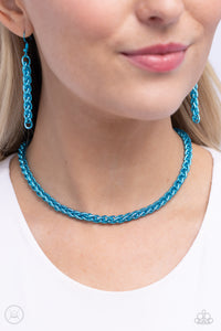 Paparazzi Braided Battalion - Blue Necklace (Choker)