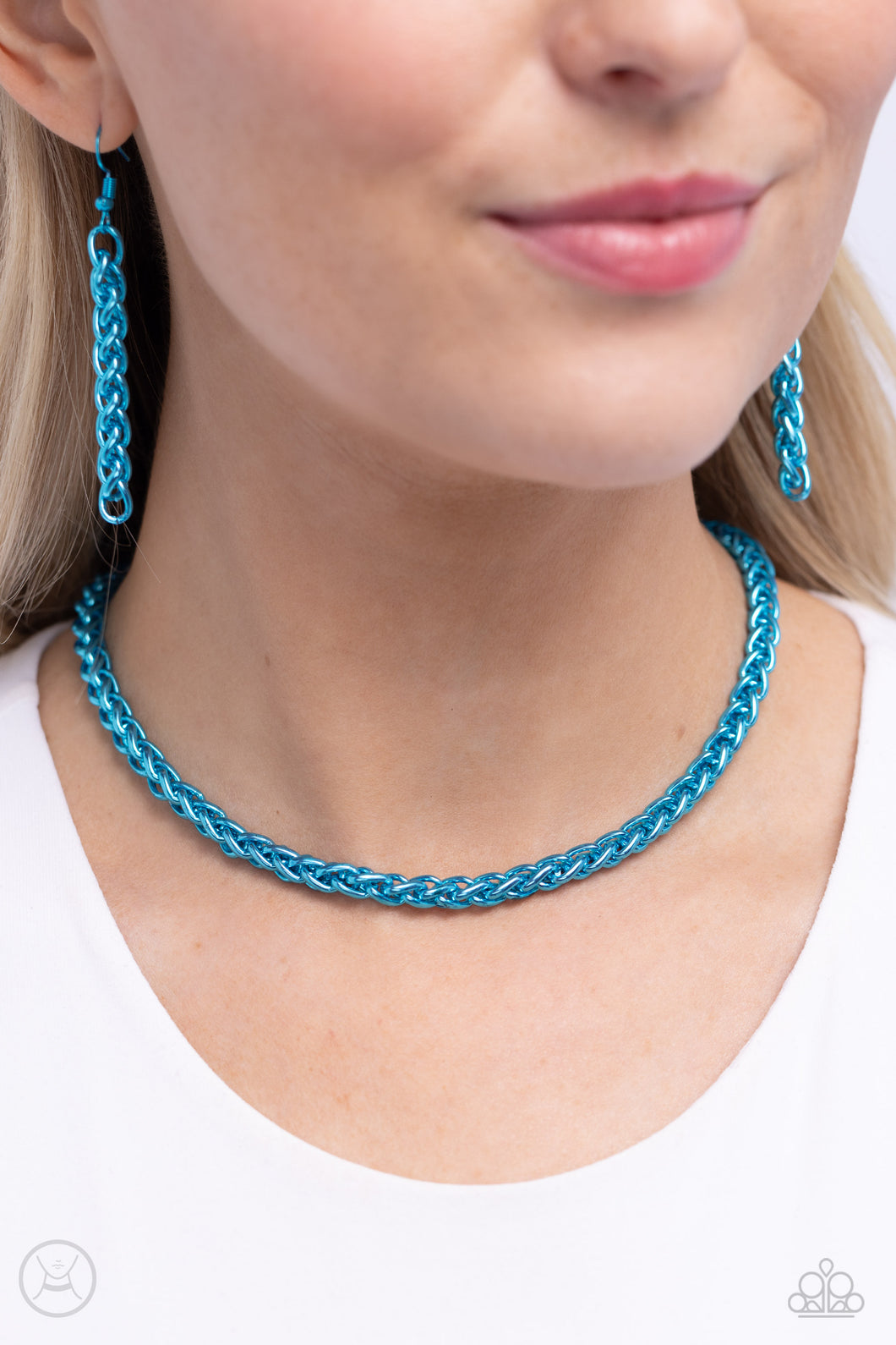 Paparazzi Braided Battalion - Blue Necklace (Choker)