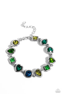 Paparazzi Abstract Admirer - Green Necklace & Paparazzi Actively Abstract - Green Bracelet Set