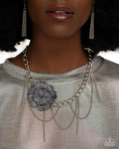 Paparazzi Deconstructed Denim - Blue Necklace & Paparazzi Dauntless Denim - Blue Earrings Set