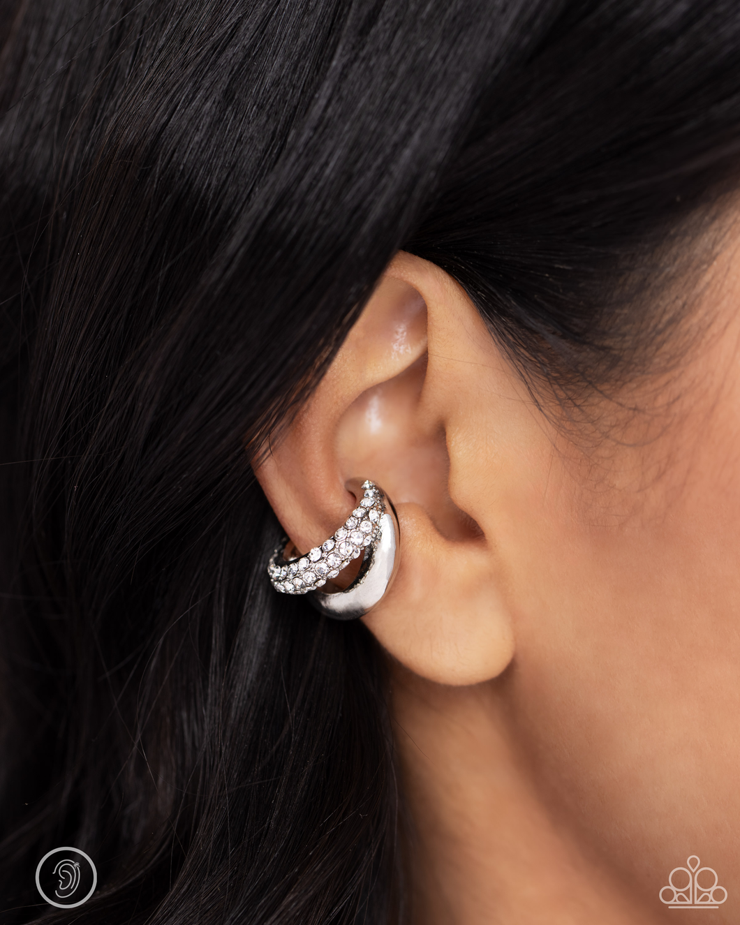 Paparazzi Sizzling Spotlight - White Earrings (Ear Cuffs)