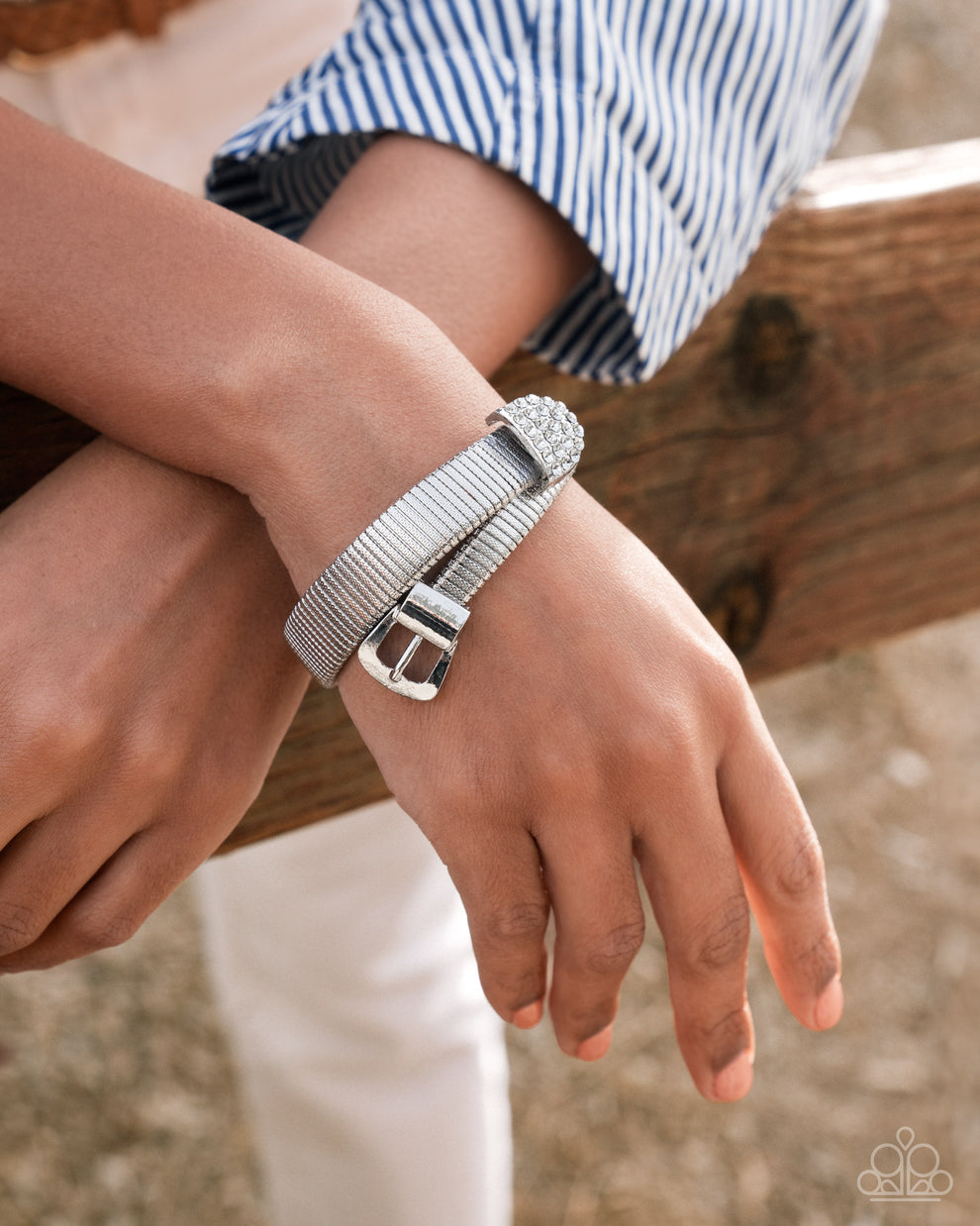 Paparazzi Belted Brilliance- White Bracelet