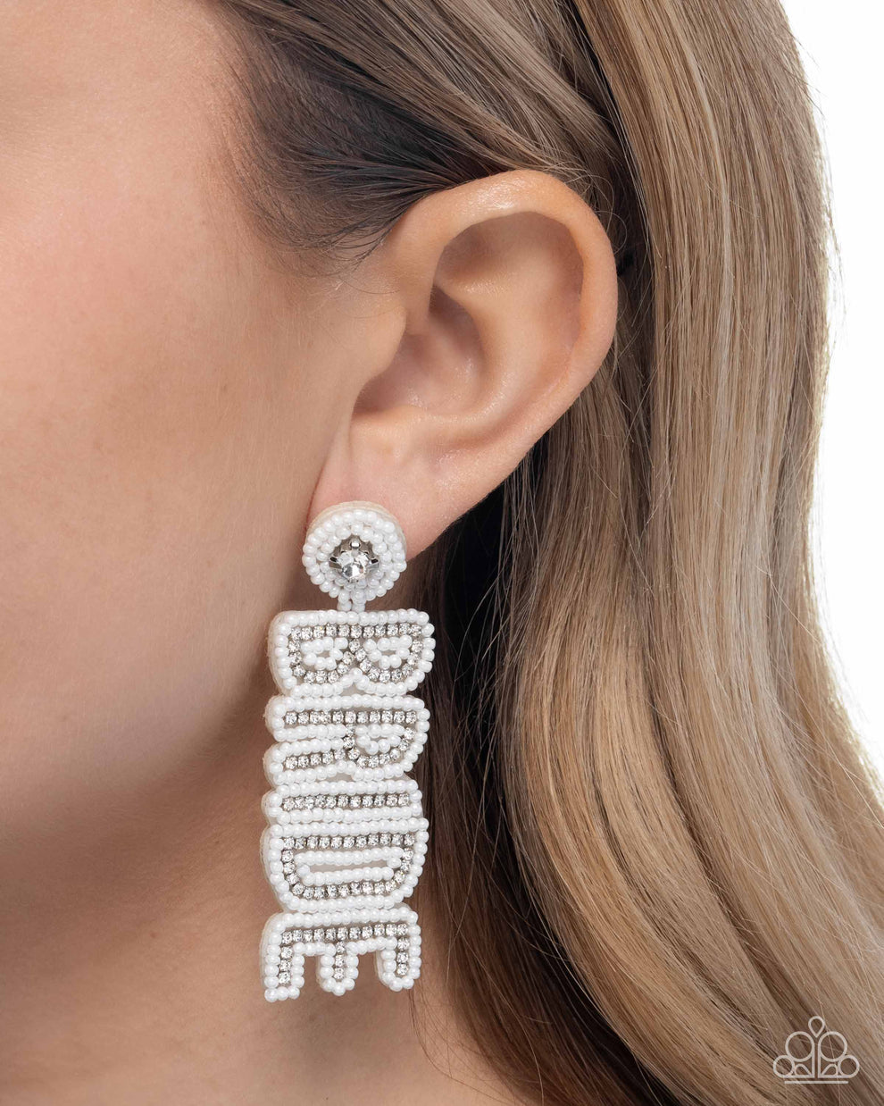 Paparazzi Bridal Beading - White Earrings