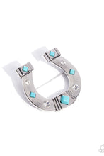 Load image into Gallery viewer, Paparazzi Horseshoe Horizon - Blue Brooch
