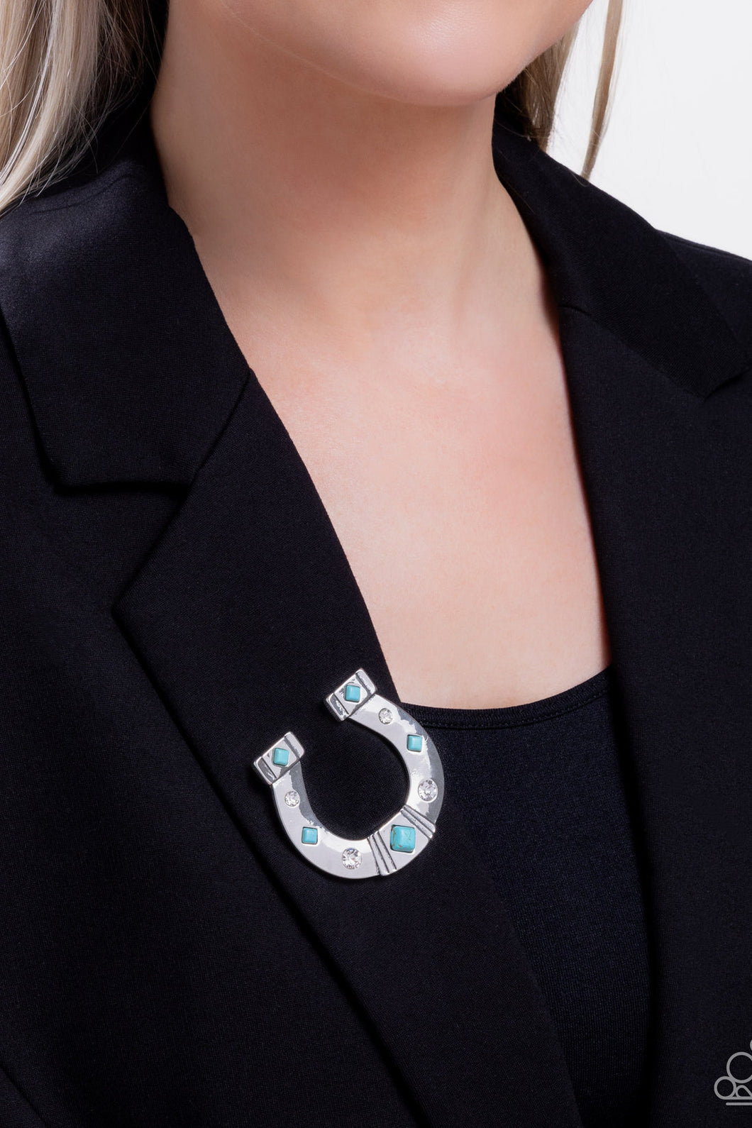 Paparazzi Horseshoe Horizon - Blue Brooch