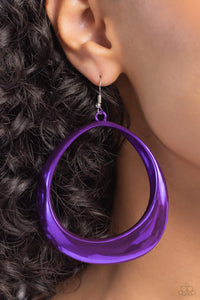 Paparazzi Asymmetrical Action - Purple Earrings