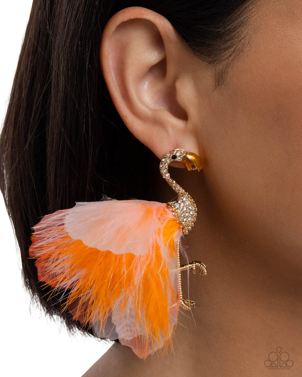 Paparazzi Feathered Flamingo - Orange Earrings
