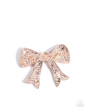 Load image into Gallery viewer, Paparazzi Bow Bravado - Rose Gold Brooch
