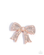 Load image into Gallery viewer, Paparazzi Bow Bravado - Rose Gold Brooch

