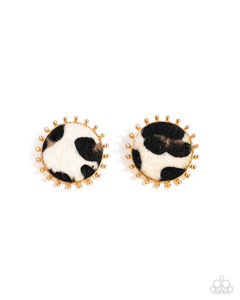 Paparazzi Cowhide Couture - Brown Earrings