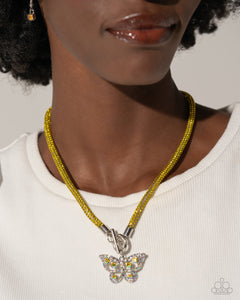 Paparazzi On SHIMMERING Wings - Yellow Necklace & Paparazzi Aerial Appeal - Yellow Bracelet Set