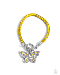 Paparazzi On SHIMMERING Wings - Yellow Necklace & Paparazzi Aerial Appeal - Yellow Bracelet Set