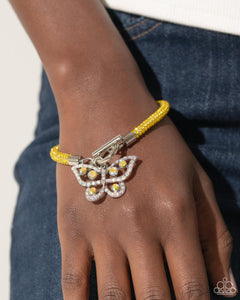 Paparazzi On SHIMMERING Wings - Yellow Necklace & Paparazzi Aerial Appeal - Yellow Bracelet Set