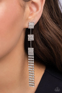 Paparazzi Fiercely Free-Falling - White Earrings